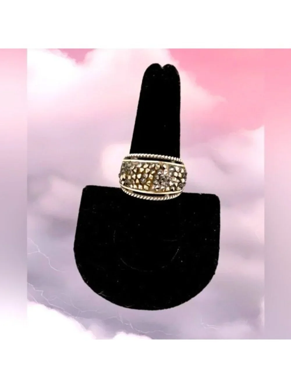 BRIGHTON | Crystal Rocks Marcasite Cocktail Ring | Size 9 Sparkle